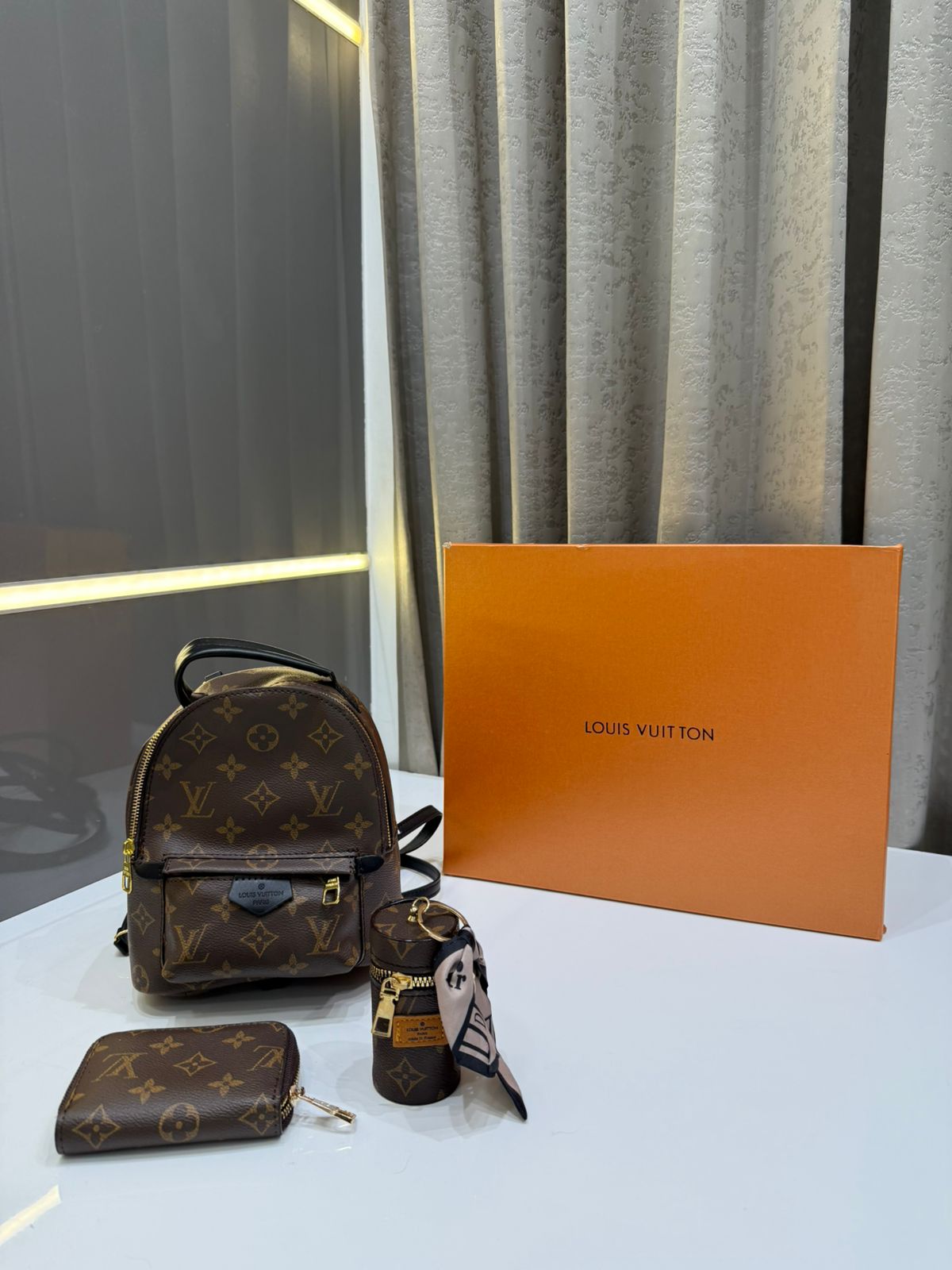 first copy louis vuitton brown premium gift set backpack with og box first copy louis vuitton brown premium gift set backpack with og box