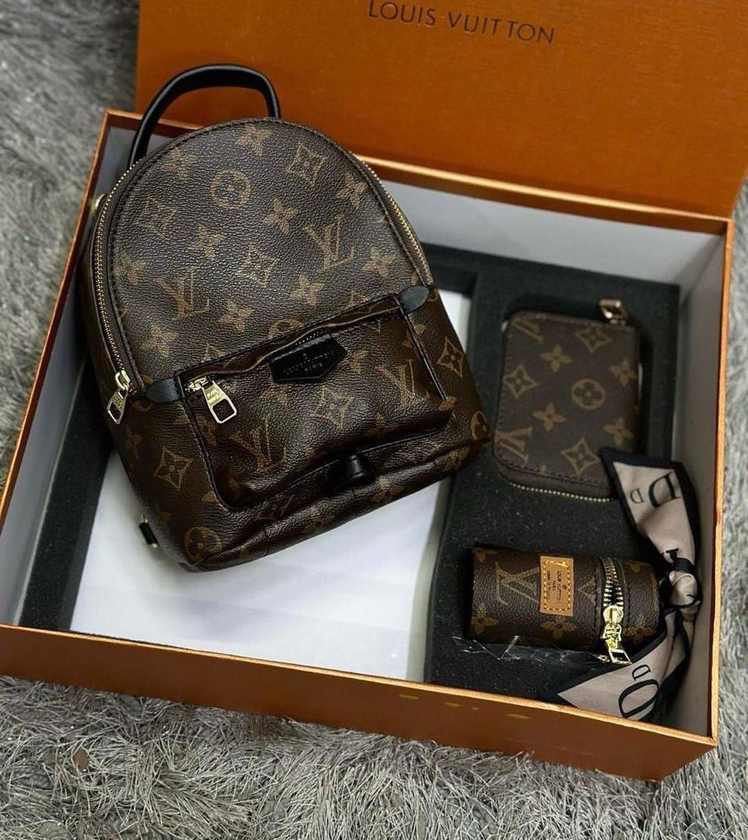 first copy louis vuitton brown premium gift set backpack with og box first copy louis vuitton brown premium gift set backpack with og box
