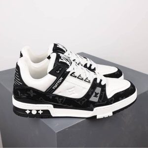 first copy louis vuitton trainer black & white (2)