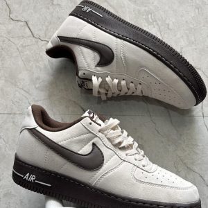 Home first copy nike air force originals grey with brown tick (1)