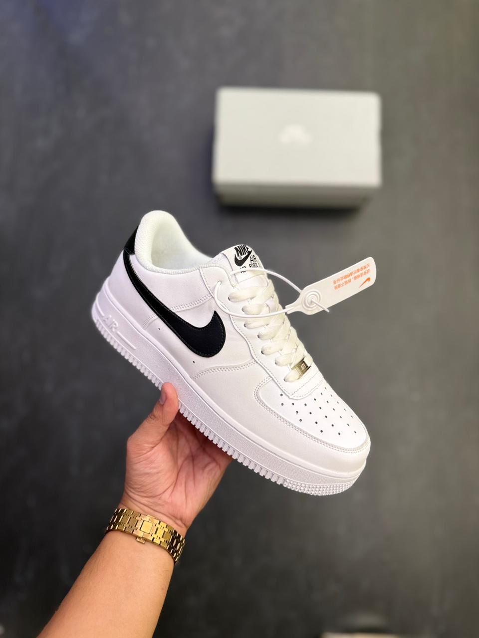 first copy nike air force one white black swoosh (1) first copy nike air force one white black swoosh (1)