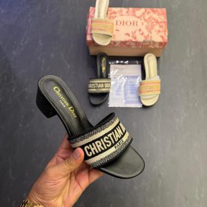 first copy dior block heels black & white (2)